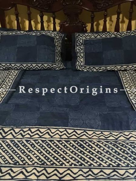 Buy Royal Blue Jaipur Bedspread Set; 2 Pillow Cases included;  80x110 in At RespectOrigins.com