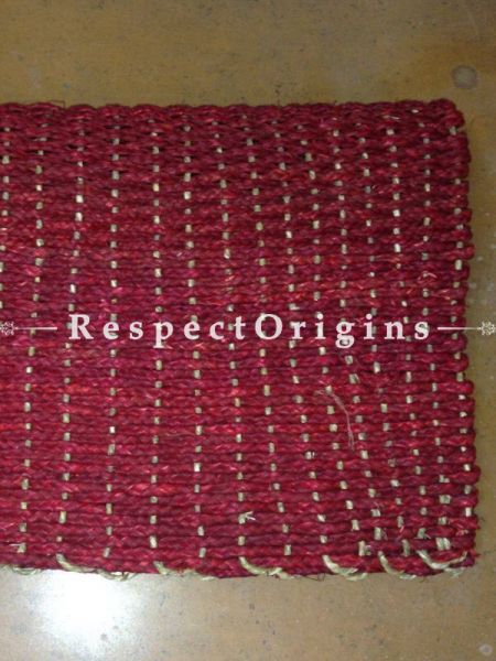 Red Handmade Eco-friendly Sabai Grass Floor Mat; W18xL24 Inches; RespectOrigins.com