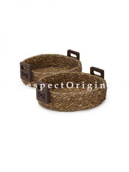 Set of 2 Hand Made Eco Friendly Sabai Grass Round Fruit Basket; 9 x 3; RespectOrigins.com