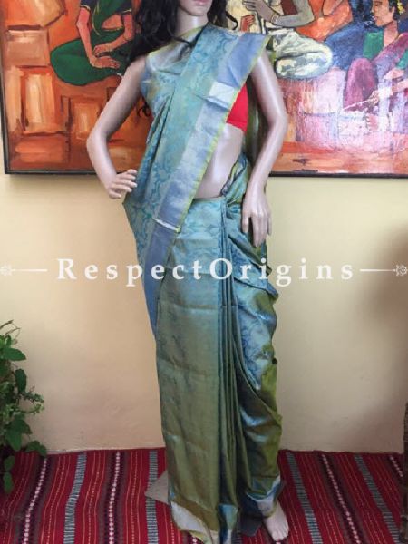 Adorable Blue Hand Woven Banarasi Silk Saree