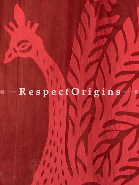 Buy Stunning Maroon Peacock Design Applique Cut Work Cotton Window or Door Curtain; Pair At RespectOrigins.com