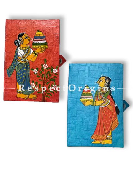 interesting and colourful Jewellery or Collectible Boxes with Cheriyal Painting Pair, RespectOrigins.com