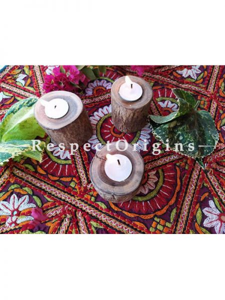 Buy Set of 3 Candle Stand or Votive; Natural looking Rustic Wooden Candle Stand At RespectOrigins.com