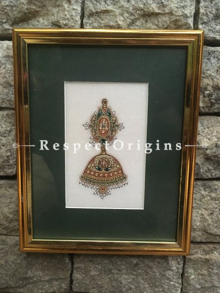 Set of 3 Miniature Paintings of Traditional indian Jewelry Sets On Marble 5X7 inches; Vertical; RespectOrigins