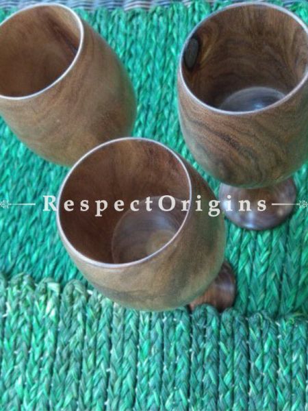 Buy Set of 3 Wooden Wine Goblets, Natural color At RespectOrigins.com