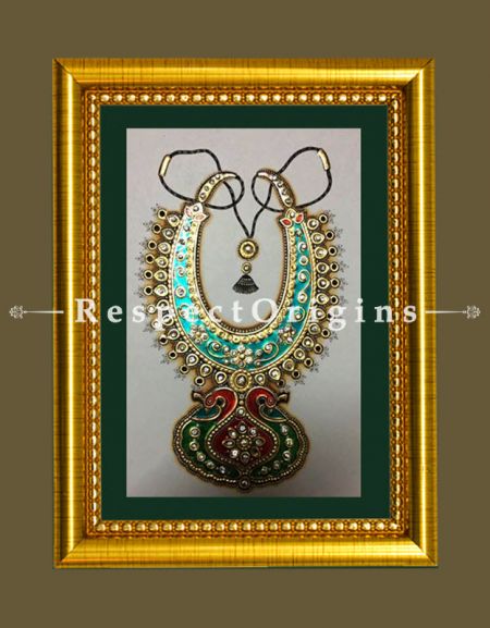 ornate Stunning Life-like ornaments. Set of 4. Rajasthani Miniature Wall Art 6x8 in; Vertical;
