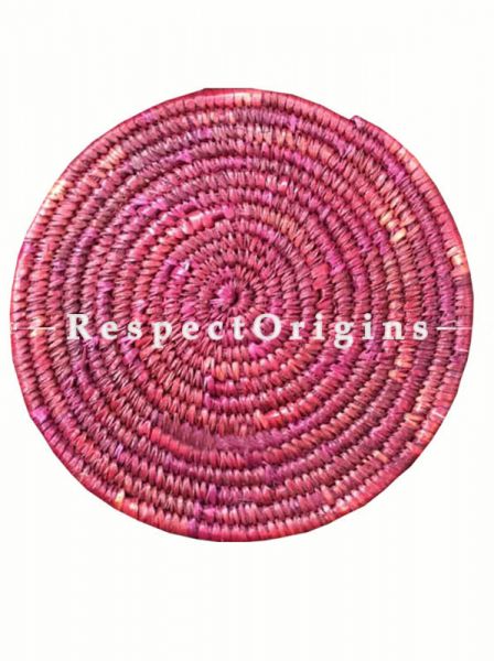 Fabulous Handwoven Purple Moonj Grass Eco-friendly Round Set of 6 Hot Plates or Place Mats; Dia - 8 inches; RespectOrigins