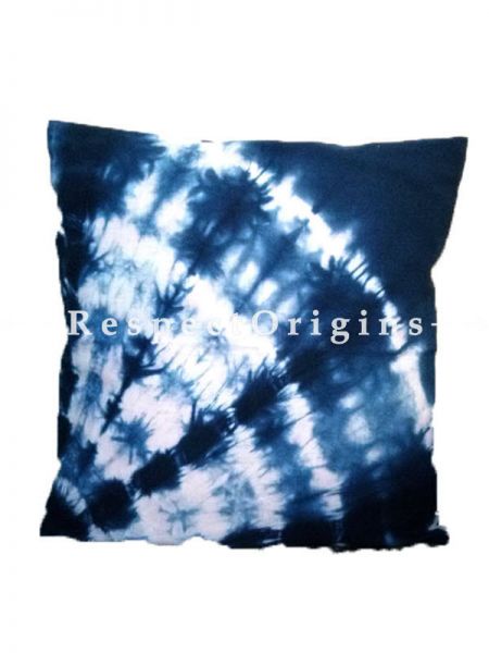 Buy Blue  Texture Shibori Print Tie and Dye Square Cushion Cover; Cotton At RespectOrigins.com