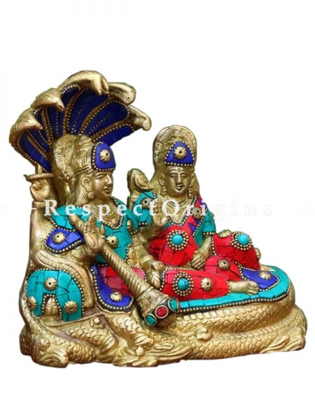 Buy Shri Lakshmi Narayan Idol On Anant Shayan Brass Idol/Lord Vishnu Idol On Shesh Naag Ido 6.3 X 7 at RespectOrigins.com
