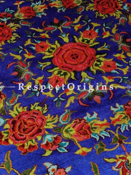 Blue Hand Knotted Floral Design Carpet; 6x4 Feet; RespectOrigins.com