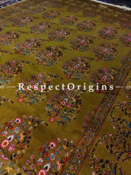 Luxurious Hand Knotted Green Floral Design Woollen Carpet; 6x9 Feet; RespectOrigins.com