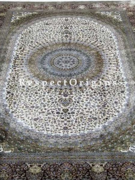 Buy Pure Silk Kashmiri Carpet White 5x7 Ft; Maqbool Kashan At RespectOriigns.com