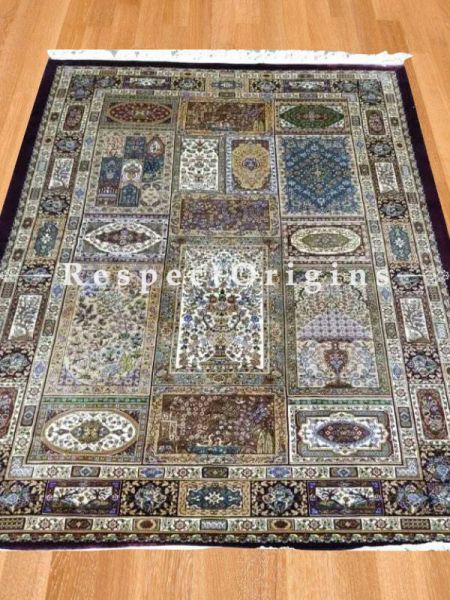 Buy Pure Silk Kashmiri Carpet Maroon 3x5 Ft; Qum, At RespectOriigns.com