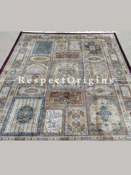 Buy Pure Silk Kashmiri Carpet Maroon 6x4; Qum At RespectOriigns.com