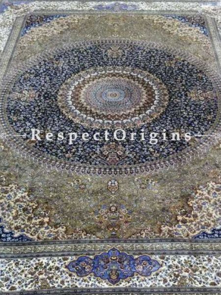 Buy Pure Silk Carpet Blue 5x7 Ft; Maqbool Kashan, Kashmiri At RespectOriigns.com