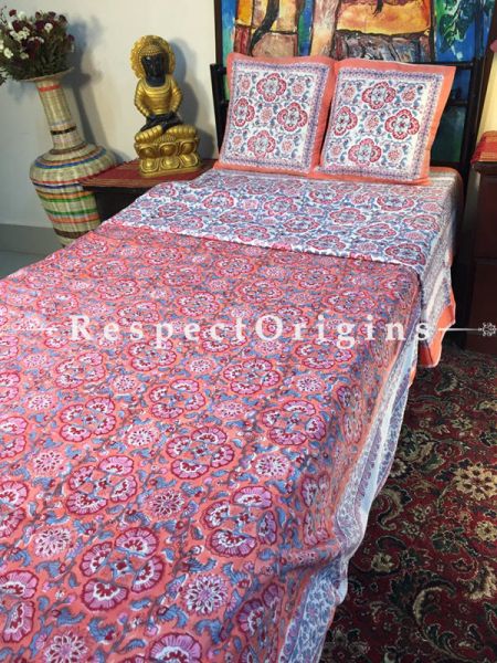 Lavender Luxurious Rich Cotton Filled Reversible Handblock Printed Single  Dohar Or Comforter or Quilt or Blanket,Bed Spread; Blanket  or Dohar; 90x60 Inches,Bed Sheet; 90x60 Inches,Cushion;16x16 Inches; RespectOrigins.com