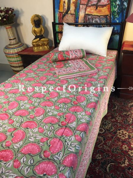 Primsose Luxurious Rich Cotton Filled Reversible Handblock Printed Single  Dohar Or Comforter or Quilt or Blanket,Bed Spread; Blanket  or Dohar; 90x60 Inches,Bed Sheet; 90x60 Inches; RespectOrigins.com