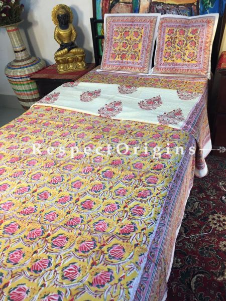Esther Luxurious Rich Cotton Filled Reversible Handblock Printed Single  Dohar Or Comforter or Quilt or Blanket,Bed Spread; Blanket  or Dohar; 88x58 Inches,Bed Sheet; 90x60 Inches,Cushion;16x16 Inches; RespectOrigins.com