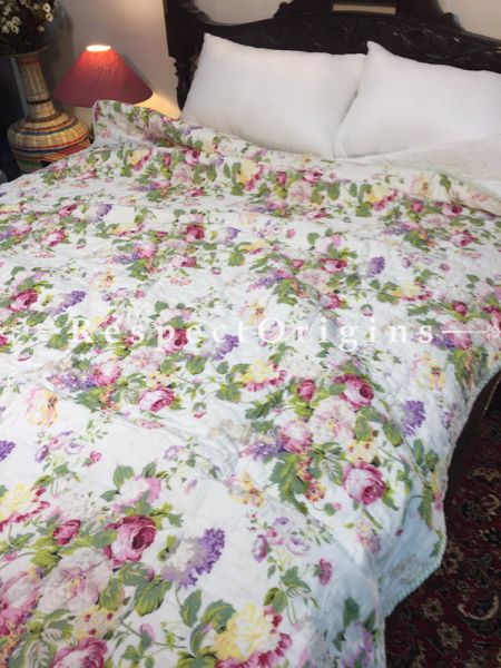 Calla Luxury Rich Cotton- Filled Reversible Single Size Comforter; Hand Block Printed 90x60 Inches; RespectOrigins.com