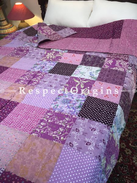Aisha Luxury Rich Cotton- Filled Reversible Single Size Comforter; Hand Block Printed 90x60 Inches; RespectOrigins.com