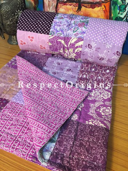 Aisha Luxury Rich Cotton- Filled Reversible Single Size Comforter; Hand Block Printed 90x60 Inches; RespectOrigins.com