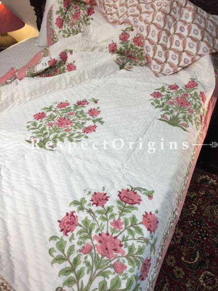 Elina Luxury Rich Cotton- Filled Reversible Single Size Comforter; Hand Block Printed 90x60 Inches; RespectOrigins.com