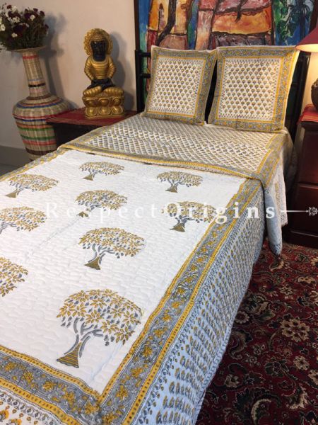 Geranium Luxurious Rich Cotton Filled Reversible Handblock Printed Single  Dohar Or Comforter or Quilt or Blanket,Bed Spread; Blanket  or Dohar; 90x60 Inches,Bed Sheet; 90x60 Inches,Cushion;16x15.5Inches; RespectOrigins.com