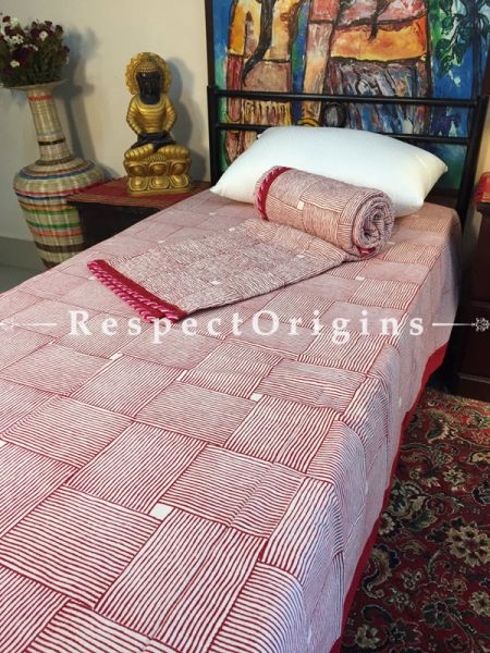 Gladiolus Luxurious Rich Cotton Filled Reversible Handblock Printed Single  Dohar Or Comforter or Quilt or Blanket,Bed Spread; Blanket  or Dohar; 88x54 Inches,Bed Sheet; 90x60 Inches; RespectOrigins.com