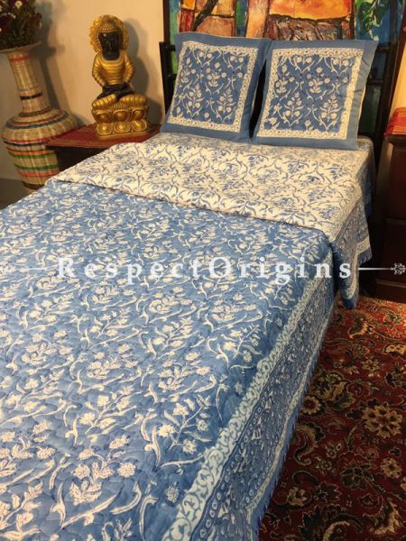 Jasmine Luxurious Rich Cotton Filled Reversible Handblock Printed Single  Dohar Or Comforter or Quilt or Blanket,Bed Spread,; Blanket  or Dohar; 90x60 Inches,Bed Sheet; 90x60 Inches,Cushion;16x15.5Inches; RespectOrigins.com