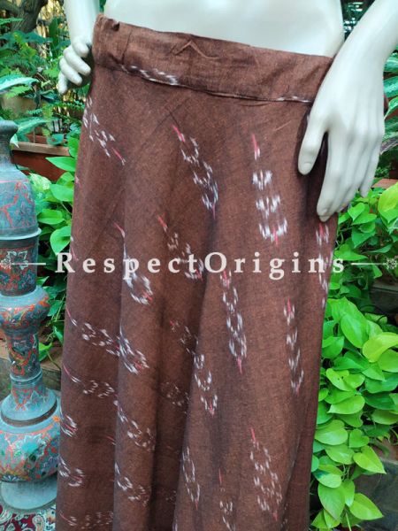 Brown Block-printed Cotton Palazzo Free Size Elasticated Drawstring Pants for Women; Length 40 Inches; RespectOrigins.com