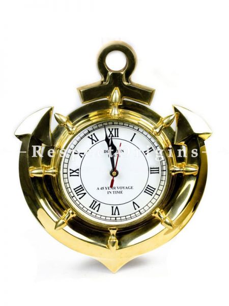 Buy Solid Brass Times Wall Clock Anchor; Nautical Maritime Themed Home Wall Decor Clock Gift At RespectOrigins.com