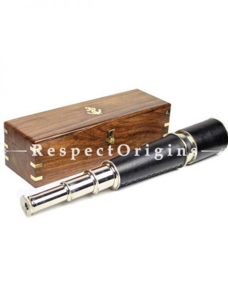 Buy 32 Inches Solid Antique Black Brass Spyglass With Genuine Rosewood Decorative Anchor inlaid Storing Case At RespectOrigins.com