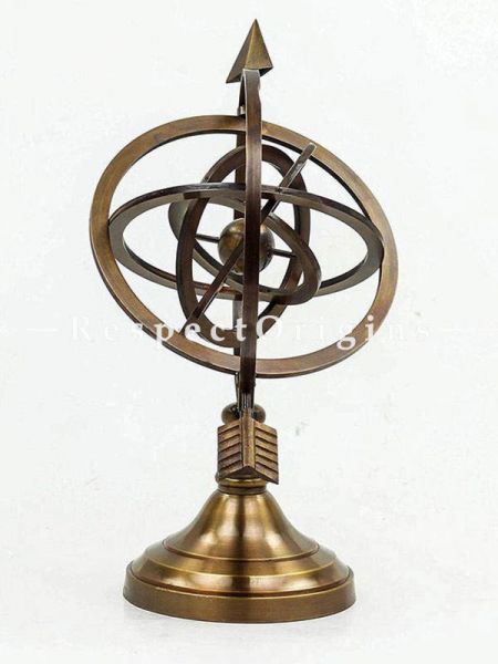 Buy Authentic Brass Nautical Artifact Sphere Globe with Pierced Arrow Brass; Collectible Decor for Homes At RespectOrigins.com