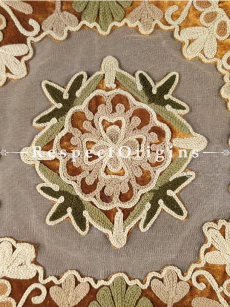 Buy Square table cover set of 4; Velvet patchwork and embroidered on net 17x17 in At RespectOrigins.com