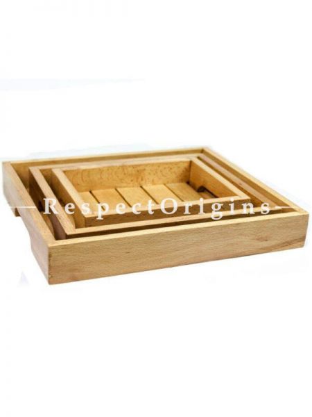 Buy Hand Crafted Premium Steamed Beech Wooden Tray; Stylish Kitchen Decor; Food Serving Set of 3 Trays At RespectOrigins.com