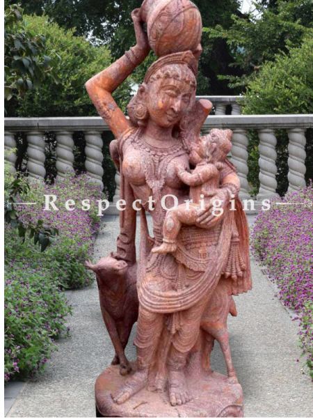 Buy A Gorgeous Art Work intricately Carved Statue of Devadasi in Stone For Outdoor or Poolside; 5 Feet At RespectOriigns.com