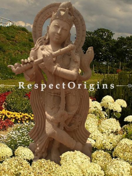 Buy Amazing Krishna Stone Statue for Patio, Poolside or indoors; 5 Feet At RespectOriigns.com