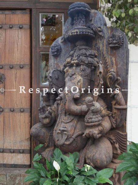 Buy Superbly Carved Soft Pink Stone Ganesha Statue for entranceways; 6 Feet At RespectOriigns.com
