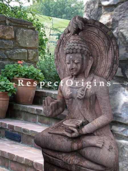 Buy Peaceful Stone Statue Of Buddha In Abhaya Mudra Pose Holding A Alms Bowl For Garden |Respectorigins