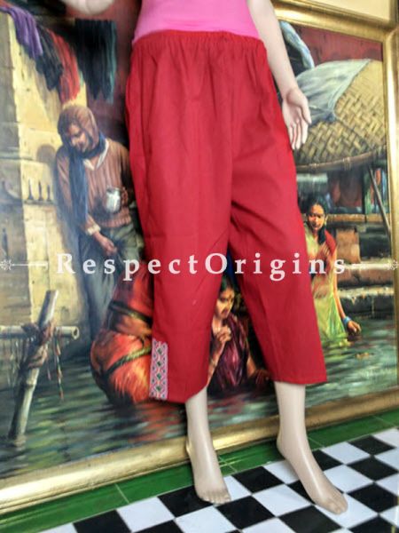 Buy Red Embroidered Cotton Palazzos; RespectOrigins.com