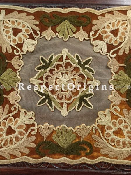 Buy Square table cover set of 4; Velvet patchwork and embroidered on net 17x17 in At RespectOrigins.com