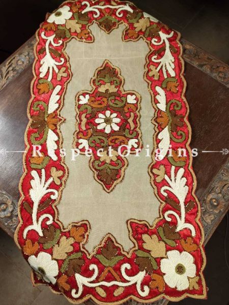 Buy Handcrafted Table Runner with Heavy Hand Embroidery and Beadwork 33x17 in At RespectOrigins.com