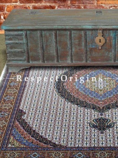 Buy Long Boho Teak Coffee Table in Distressed Blue Wood With Storage At RespectOrigins.com