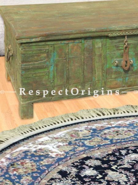 Buy Vintage Green Teak Wooden Treasure Chest or Coffee Table. Distressed Finish At RespectOrigins.com