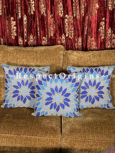 Royal Blue Throw Cushions; Set of 3; 16 x 16 inches; RespectOrigins.com