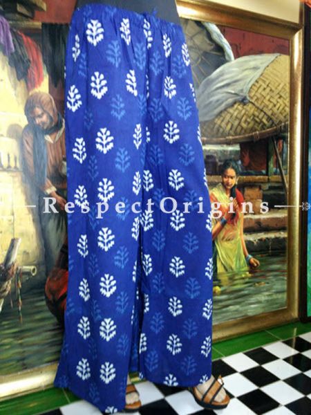 Buy Printed Blue Cotton Palazzos Online;  RespectOrigins.com
