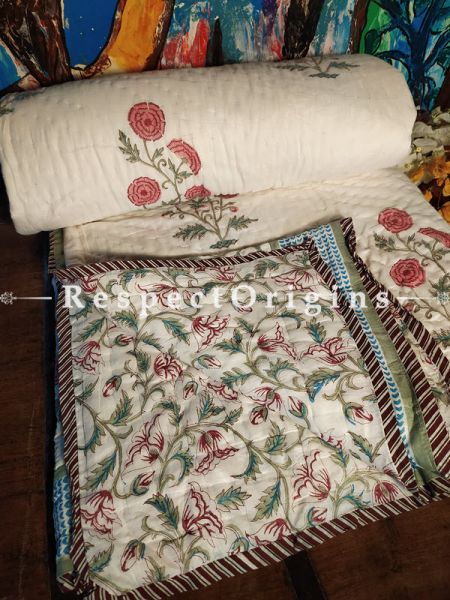 Valencia Luxury Rich Cotton- filled Reversible King Comforter; Hand Block-printed; 105 x 87 Inches; RespectOrigins.com