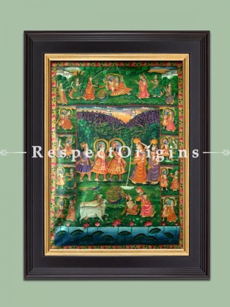 Buy Vertical Pichwai Painting of Krishna Lila in 70 x 46 in size |Respect Origins