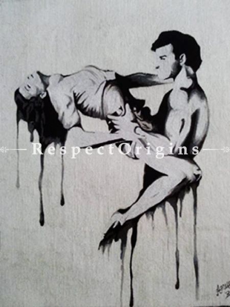 Buy Elegant thread painting depicts the ecstasy of a man and woman; Size 18x14 in At RespectOriigns.com