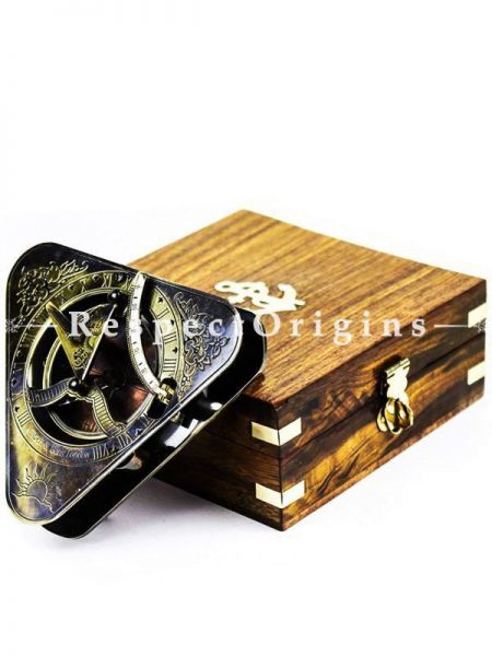 Buy Vintage Beautiful Classic Functional Triangular Compass with Anchor inlaid Rosewood Case At RespectOrigins.com